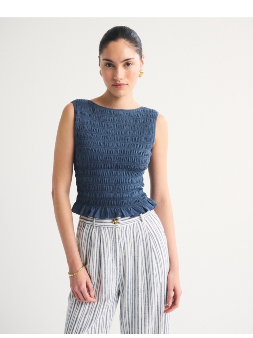 Abercrombie & Fitch Navy 2 in 1 Reversible Smocked Top